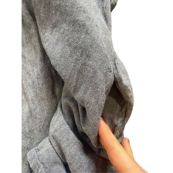 Free People Chambray Tunic Top Womens Small Blue Pockets Oversized Boho coastal - Picture 7 of 9